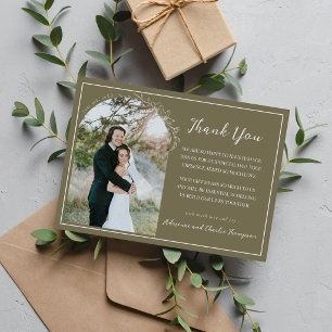 Floral Simplicity 1 Thyme Green Wedding Thank You Card