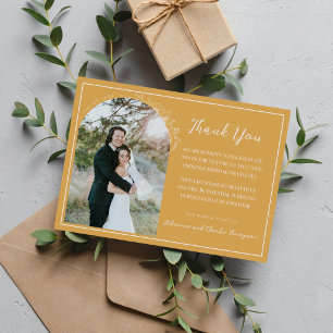 Floral Simplicity 1 Yellow Ochre Wedding Thank You Card