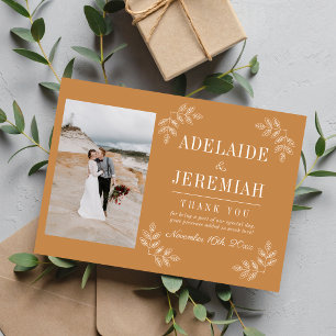 Floral Simplicity 2 Apricot Orange Wedding Thank You Card