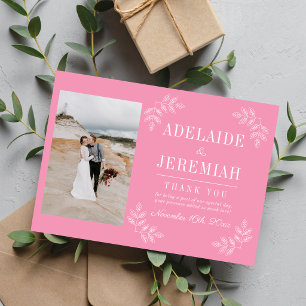 Floral Simplicity 2 Ballet Pink Wedding Thank You Card