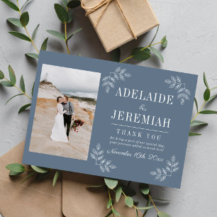 Floral Simplicity 2 Coastal Blue Wedding Thank You Card