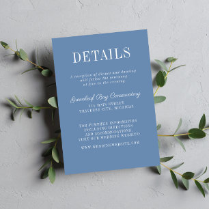 Floral Simplicity 2 Denim Blue Minimalist Wedding Enclosure Card