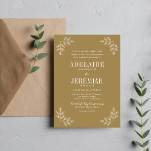 Floral Simplicity 2 Golden Oak Wedding Invitation