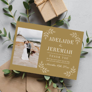 Floral Simplicity 2 Golden Oak Wedding Thank You Card