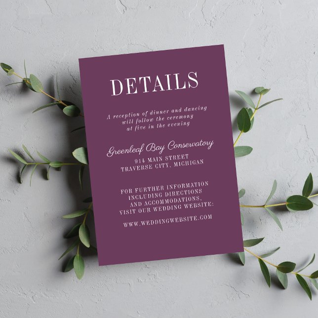 Floral Simplicity 2 Grape Minimalist Wedding Enclosure Card (Creator Uploaded)