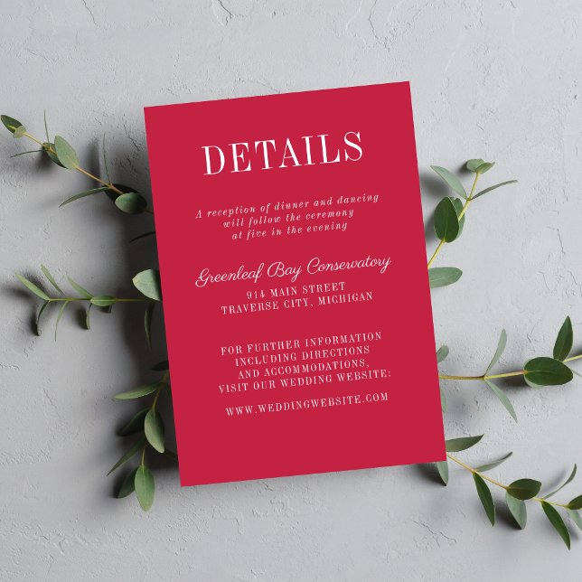 Floral Simplicity 2 Raspberry Minimalist Wedding Enclosure Card (Creator Uploaded)