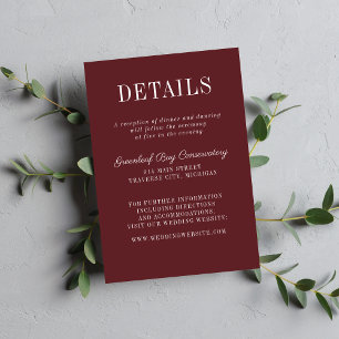 Floral Simplicity 2 Rosewood Minimalist Wedding Enclosure Card