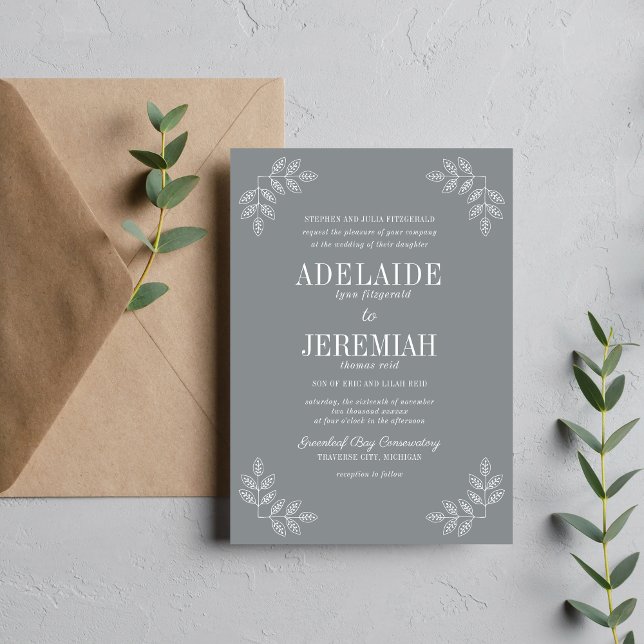 Floral Simplicity 2 Stone Wedding Invitation (Creator Uploaded)