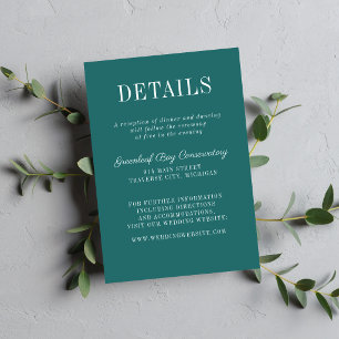 Floral Simplicity 2 Teal Minimalist Wedding Enclosure Card