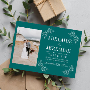 Floral Simplicity 2 Teal Wedding Thank You Card