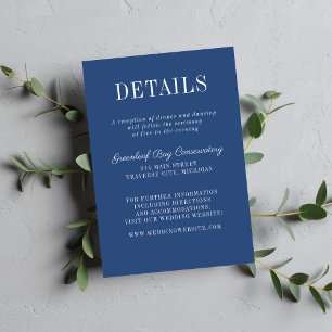 Floral Simplicity 2 True Blue Minimalist Wedding Enclosure Card