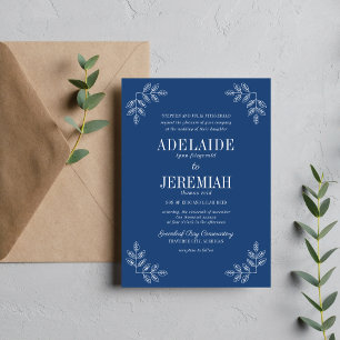 Floral Simplicity 2 True Blue Wedding Invitation