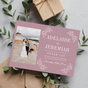 Floral Simplicity 2 Vintage Mauve Wedding Thank You Card