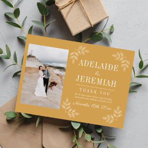 Floral Simplicity 2 Yellow Ochre Wedding Thank You Card