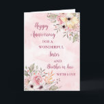 Floral Sister and Brother in Law Anniversary Card<br><div class="desc">Happy wedding anniversary card for sister and brother in law with beautiful watercolor vintage flowers and sentimental verse.</div>
