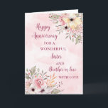 Floral Sister and Brother in Law Anniversary Card<br><div class="desc">Happy wedding anniversary card for sister and brother in law with beautiful watercolor vintage flowers and sentimental verse.</div>