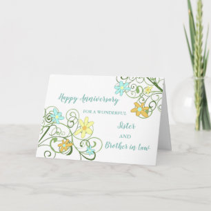 Floral Sister and Brother in Law Anniversary Card