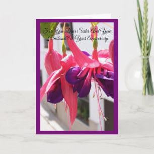 Floral Sister And Husband Personalised Anniversary Card