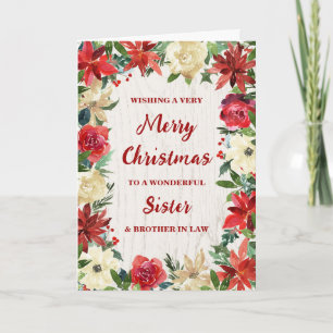 Floral Sister & Brother in Law Merry Christmas Card