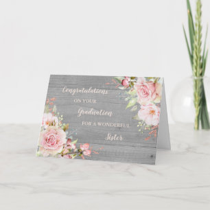 Floral Sister Congratulations Graduation Card
