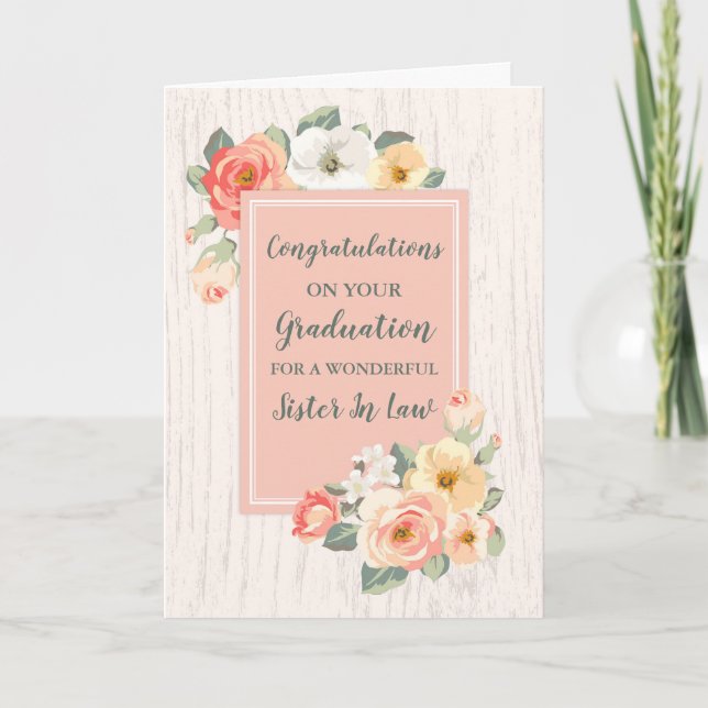 Floral Sister In Law Congratulations Graduation Card (Front)