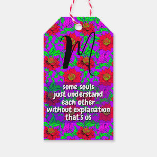 Floral Sister Quote & Monogram Special Gift Tags