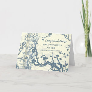 Floral Sister Wedding Day Congratulations Card