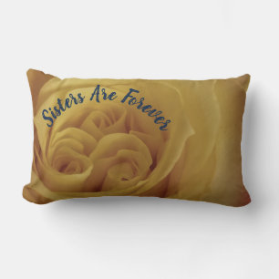 Floral Sisters Are Forever Yellow Rose Flower Lumbar Cushion