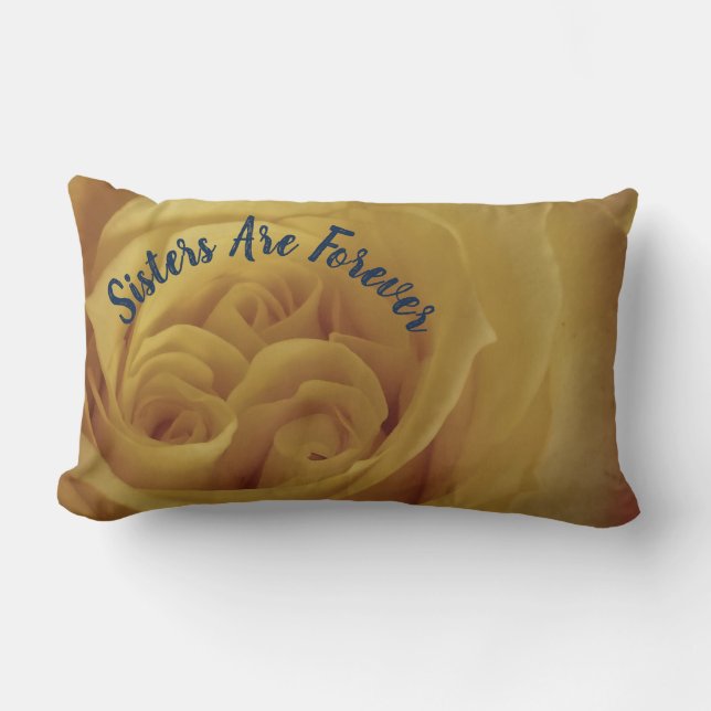 Floral Sisters Are Forever Yellow Rose Flower Lumbar Cushion (Front)