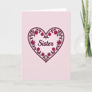 Floral Sisters Day Heart Card