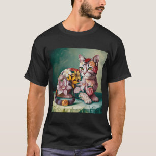 Floral sitting cat T-Shirt