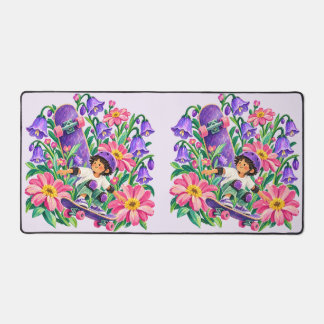 Floral Skateboard Skater Purple Pink Sports Gift Desk Mat
