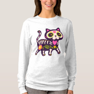 Floral Skeleton Cat Delight T-Shirt