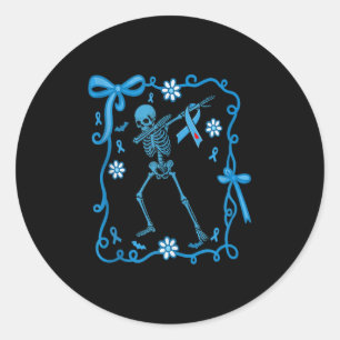 Floral Skeleton Diabetes Awareness Ribbons Hallowe Classic Round Sticker