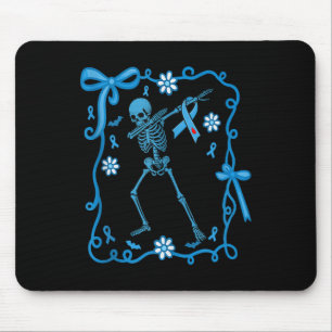 Floral Skeleton Diabetes Awareness Ribbons Hallowe Mouse Pad