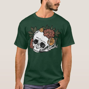 Floral Skeleton Fall Halloween Party Spooky Dead I T-Shirt