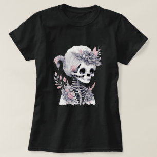 Floral Skeleton Girl Pastel Gothic T Shirt