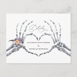 Floral Skeleton   Halloween Wedding Guest Details Enclosure Card