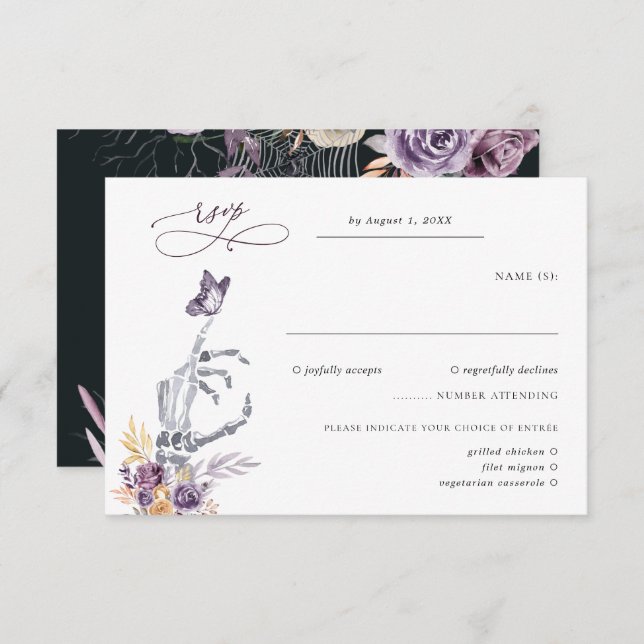 Floral Skeleton | Halloween Wedding RSVP (Front/Back)
