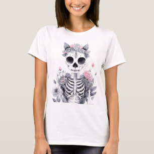 Floral Skeleton Pastel Gothic Coquette T Shirt