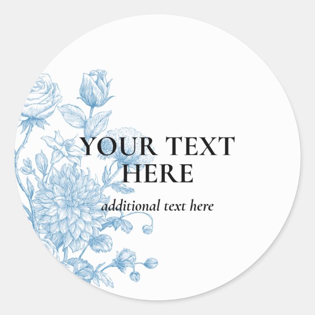Floral Sketch Classic Round Sticker (Front)