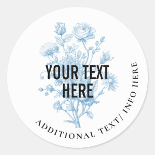 Floral Sketch Classic Round Sticker