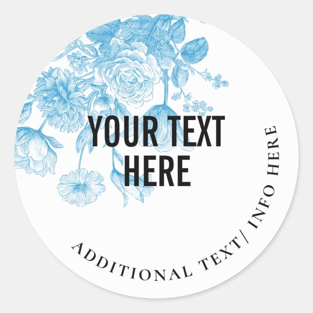 Floral Sketch Classic Round Sticker (Front)