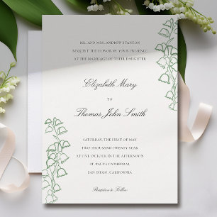 Floral Sketch Frame Lily Valley Formal Wedding Invitation