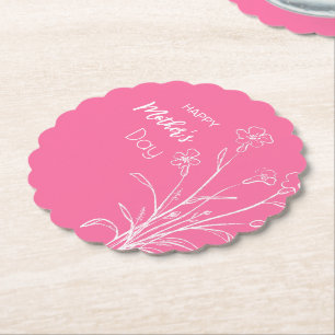 Floral Sketch Happy Mother’s Day Paper Coaster