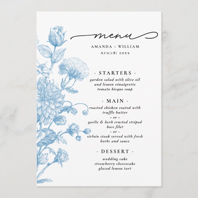 Floral Sketch Menu (Front)