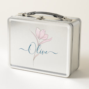 Floral Sketch watercolor Personalised Metal Lunch Box