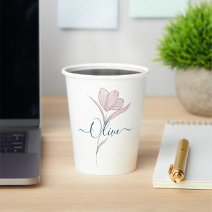 Floral Sketch watercolor Personalised Paper Cups