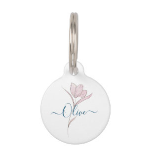 Floral Sketch watercolor Personalised  Pet Tag