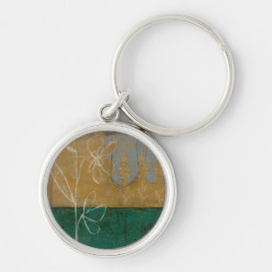 Floral Sketch with Wildflower and Plants Key Ring